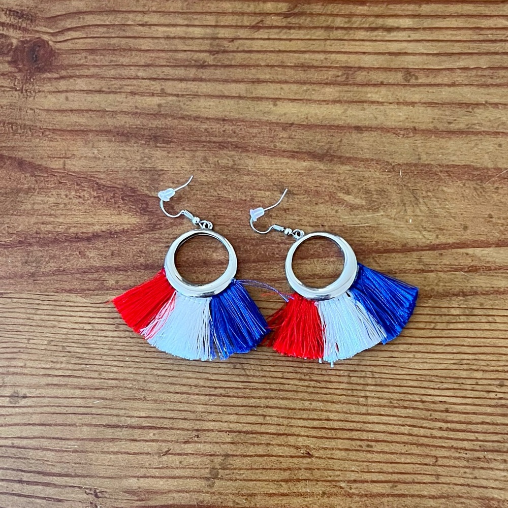 Patriotic Silver Hoop Earrings